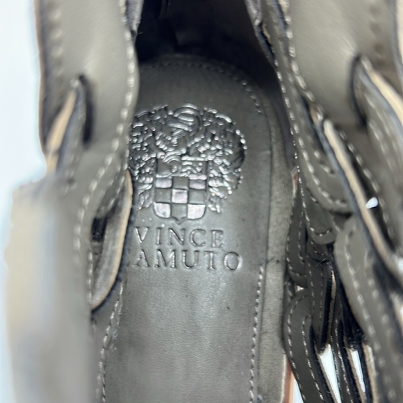 Vince Camuto women US 11 PRESTETTA gray tan ankle booties leather upper braided - Picture 2 of 11